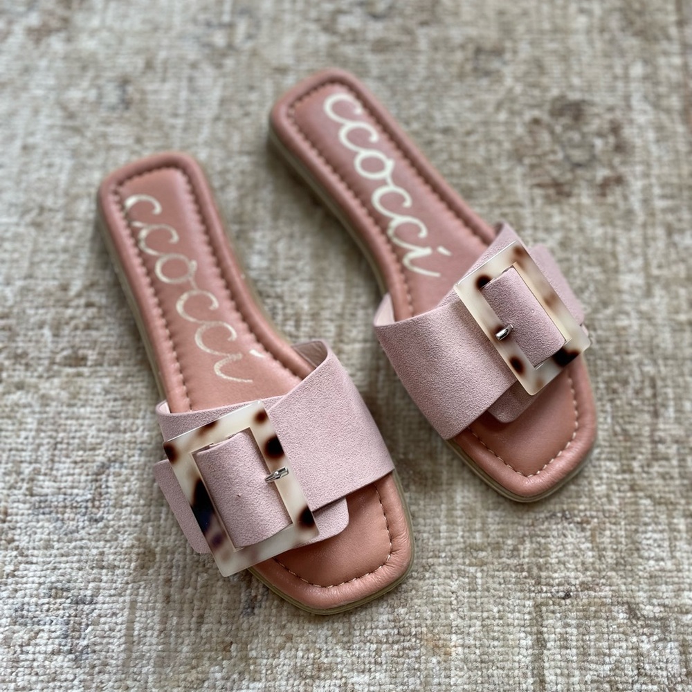 CCOCCI Suzie tortoise shell sandals in Blush